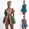 Women's High Waist Deep V Neck Printed African Dress High Quality Summer Sexy Ankara Dress with Zipper Women Clothing