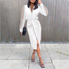 summer Fashion White Lace Dress Sets for Women Casual Office Ladies Midi Outfits 2022 Spring Long Sleeve Woman Sexy Split Suits