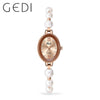 GEDI Luxury Woman Bracelet Watch Simulated Pearl Fashion Quartz Wristwatches Waterproof Women Watches Casual Dress Ladies Clock
