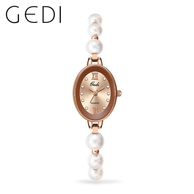 GEDI Luxury Woman Bracelet Watch Simulated Pearl Fashion Quartz Wristwatches Waterproof Women Watches Casual Dress Ladies Clock