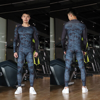 mens new outdoor fitness quick dry pants basketball elastic running fitness suit sports set track suit set men