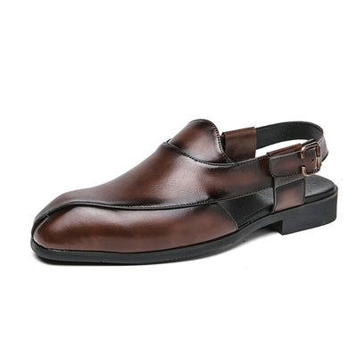 New Brown Sandals for Men Buckle Strap Dress Shoes Handmade Black Size 38-46 Free Shipping  Sandale Homme