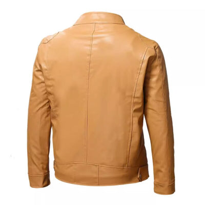 Pure Color New Men Plush Leather Jacket Large Size 5XL Autumn and Winter Men's Daily Casual Stand Collar Coats
