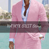 Men's Suit Linen Tip Lapel One Button Formal Groom Groomsmen Dress Jacket Pants Blazer Set Tuxedo