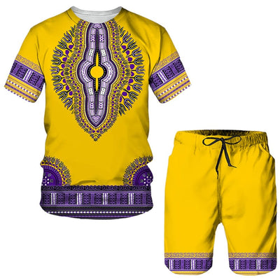 Fashion Funny Harajuku Summer Clothes For Men Leisure O-neck Short Sleeve Tees Set Outdoor Sports Top Shorts 2 Piece Outfit Sets