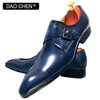 DAOCHEN MEN LEATHER SHOES BLACK BLUE MONK STRAP LOAFERS SLIP ON LUXURY BRAND CASUAL MENS DRESS SHOES WEDDING OFFICE MEN'S SHOES