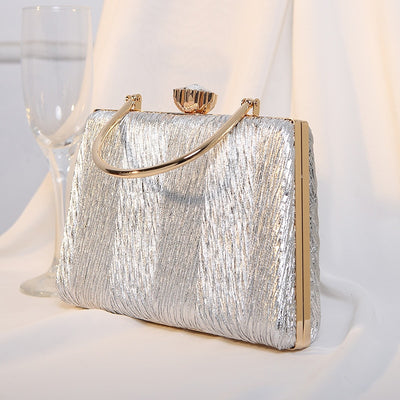 European And American New Handheld Dinner Bag Pleated Banquet Bag Dress Women's Small Square Bag Fashion Handheld Bag For Women