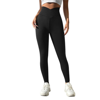 2023 Nylon Back V Butt Yoga Pants Women High Waist Fitness Workout Gym Running Scrunch Leggings Trousers Jogging Active Wear