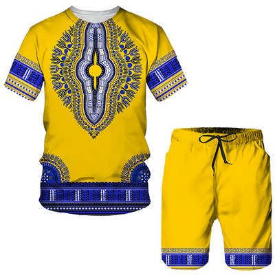 Fashion Funny Harajuku Summer Clothes For Men Leisure O-neck Short Sleeve Tees Set Outdoor Sports Top Shorts 2 Piece Outfit Sets