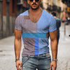 Men's Vintage T-shirt Summer 3d Striped V Neck Short Sleeve Oversized Casual Style Top Breathable Y2k Male Clothing T Shirt 2023