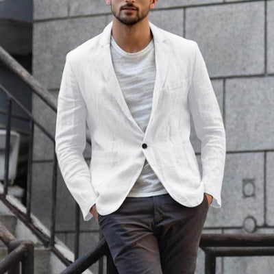 British Style Elegant Cotton and Linen Professional Dress Gentleman Business Casual Retro Striped Suit Jacket Men's Clothing