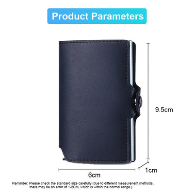 Rfid Cow Genuine Leather Wallets Men Credit Card Holder Wallet Slim Thin Mini Pop Up Smart Wallets Money Bags Male Purse Vallet