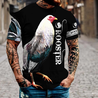 Big Rooster Animal 3D Print T Shirt Men's Loose Short Sleeve O Neck Shirt Oversized Top Summer Dress