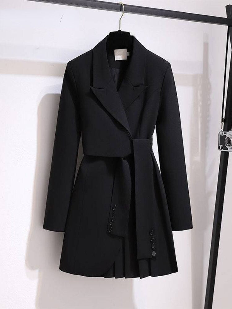 black dress coat ladies Blazer Women Trench Coat Dress Korean Fashion Women 2023 New Spring Bl – Live a Classic Styles