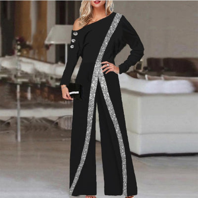 2022 New Wide Leg Pants Long Sleeve Jumpsuit Overalls One Shoulder Jump Suits for Women