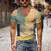 Men's Vintage T-shirt Summer 3d Striped V Neck Short Sleeve Oversized Casual Style Top Breathable Y2k Male Clothing T Shirt 2023