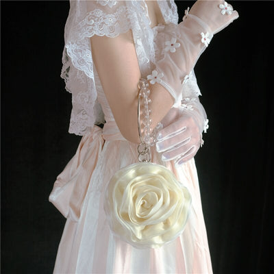 Floral Bridal Gown Bags Elegant Bridesmaid Hand Bag Flower Shaped Bride Handbags Woman Evening Dress Purse White Wedding Handbag