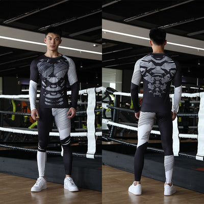 mens new outdoor fitness quick dry pants basketball elastic running fitness suit sports set track suit set men