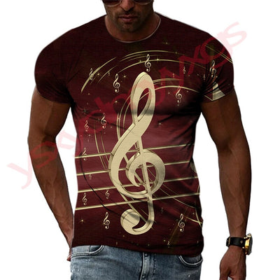 New Summer Leisure Fashion DJ Clothing Music Microphone Pattern Men T-Shirts 3D Print Hip Hop Tees Round Neck Short Sleeve Tops