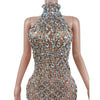 Sparkle Crystal Sequin Short Prom Dress Mesh Transparent Sexy Backless Birthday Party Prom DressDrag Queen Costume Y2301009