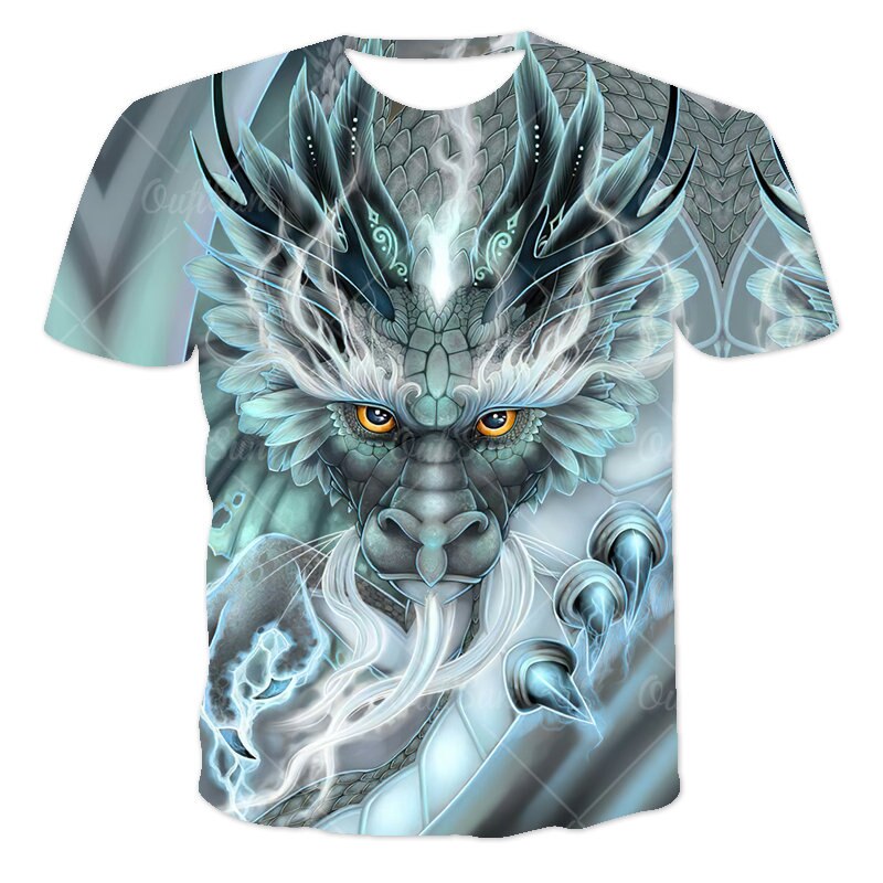 Summer Dragon 3D Printed Pattern Men's T-shirt Casual Sports O Collar Short Sleeved Shirt Hip-Hop Harajuku Oversized T Shirt 6XL