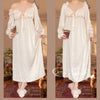 Women's Elegant Nightgown French Style Ladies Summer Long Sleeve Night Dress Bow Sexy Homewear Nightdress For Female S-2XL