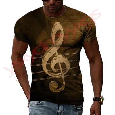 New Summer Leisure Fashion DJ Clothing Music Microphone Pattern Men T-Shirts 3D Print Hip Hop Tees Round Neck Short Sleeve Tops