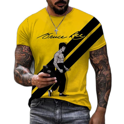 2023 New Kung Fu Star Print Tshirt  Trendy Bruce Lee 3d Print T-shirt Men's Retro Streetwear High Quality Short Sleeve T-shirt