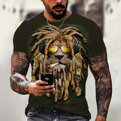 2023 Funny Animal Lion 3D Printed T-Shirt Men Women Fashion Casual Cool T Shirt Reggae Design Harajuku Streetwear Oversized Tops