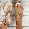 Women Rhinestone Sandals Slingback Wedges Elastic Ankle Strap Bohemian Beach Metallic Rhinestone Decor Thong Sandals Zapatos