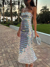 Luxury Women Cocktail Dress Sequins Sleeveless Split Sling Backless Glitter Vestidos Sexy Slim Celebrity Evening Party Dresses