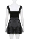 Sweetown Sleeveless Black Goth Y2K Mini Dresses Two Layer Korean Fashion Square Collar Kawaii A Line Birthday Dress For Women