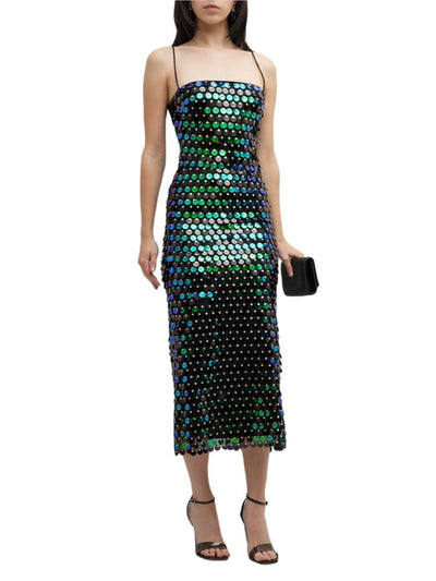 Luxury Women Cocktail Dress Sequins Sleeveless Split Sling Backless Glitter Vestidos Sexy Slim Celebrity Evening Party Dresses