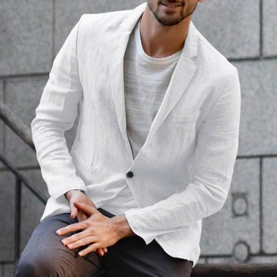 British Style Elegant Cotton and Linen Professional Dress Gentleman Business Casual Retro Striped Suit Jacket Men's Clothing