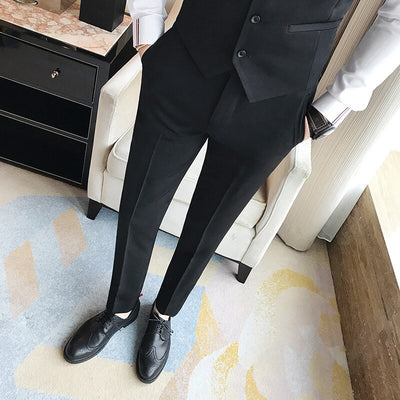 Plus Size 38-28 Spring Summer Ankle Length Mens Suit Pant Pure Color Business Slim Fit Dress Pants Social Party Wedding Trousers