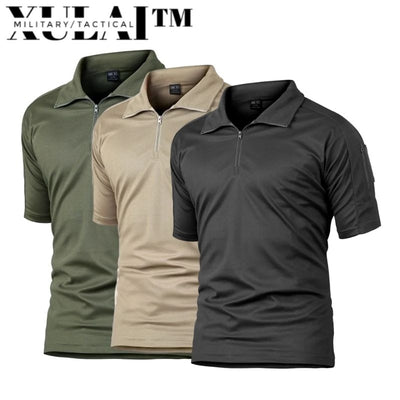 Men Summer Shirt Solid Color Green Polo