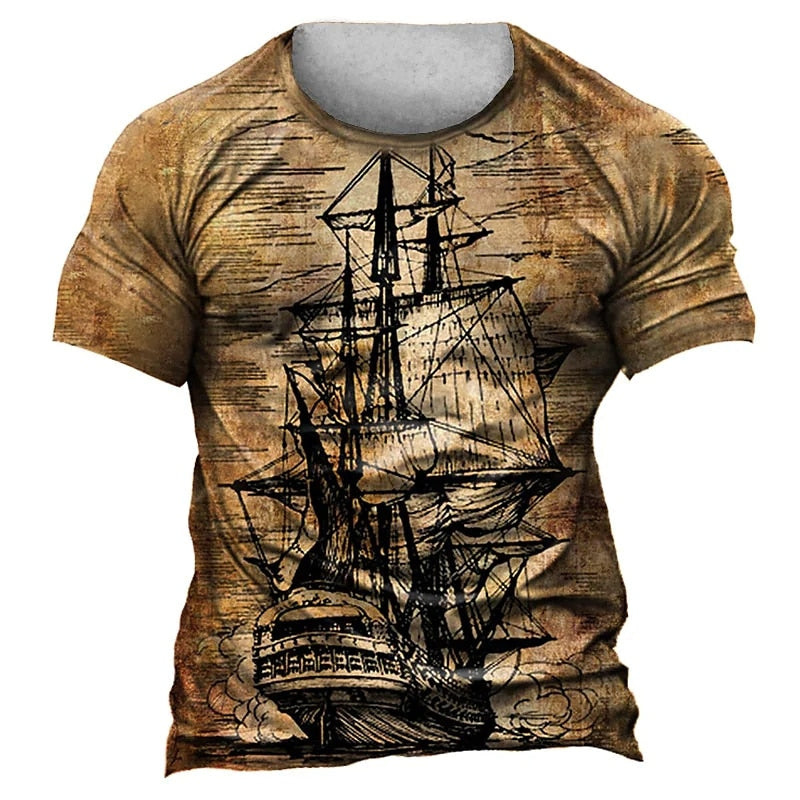 3d Vintage T Shirt For Men 2022 Navigation Men's T Shirt Oversized Short Sleeve Classic Tops Tee Shirt Man Clothing 6xl Camiseta