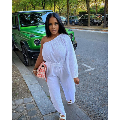 2022 Casual Streetwear Jump Suits for Women Pure Cotton Shoulder Sleeve Pockets Loose Jumpsuits Autumn Fashion Women's Clothing