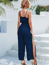 Jump Suits for Women Camisole V-neck Lace-up Straight Leg Pants Solid Color Summer One Piece Outfit Women Elegance Streetwear