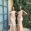 Champagne Mermaid Bridesmaid Dresses One Shoulder Crepe Exposed Boning Maid of Honor Dress Wedding Party Gowns Sexy 2023
