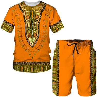 Fashion Funny Harajuku Summer Clothes For Men Leisure O-neck Short Sleeve Tees Set Outdoor Sports Top Shorts 2 Piece Outfit Sets