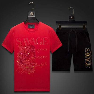Rhinestones Men Clothes Sportswear Summer 2023 Shorts Fitness Thin Mens Track Suit Set 2 Pieces Casual Jogger Sets Size 6XL