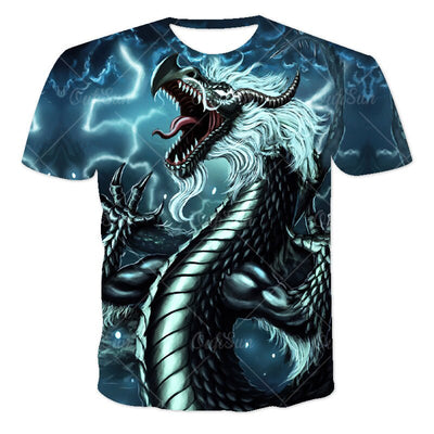 Summer Dragon 3D Printed Pattern Men's T-shirt Casual Sports O Collar Short Sleeved Shirt Hip-Hop Harajuku Oversized T Shirt 6XL