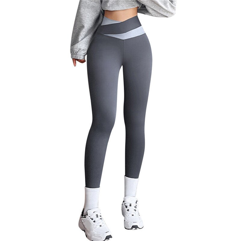 2023 Nylon Back V Butt Yoga Pants Women High Waist Fitness Workout Gym Running Scrunch Leggings Trousers Jogging Active Wear