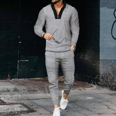 Custom Logo Slim Fit Sweatsuit Long Sleeve Two Piece Set Mens Casual Track Suit Sports Wear Jogger 2 Piece Set Outfits
