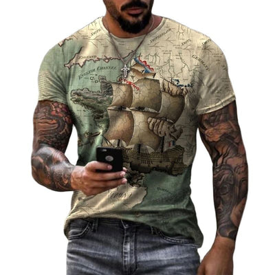 Casual Fashion 3D Printed Summer Short-sleeved Irregular Graffiti Men's T-shirts Round Neck Loose Tops Tees Men Clothing 6XL