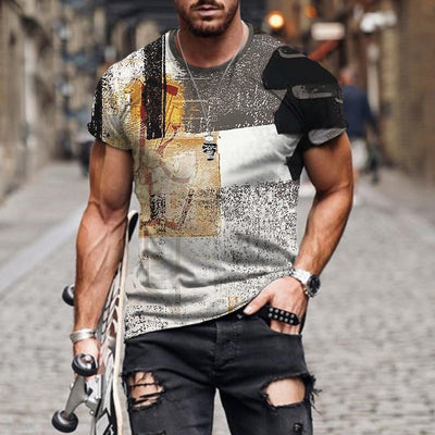 2022 Summer Men's New Shirt 3D Printing Personality Trend Youth Casual Top Summer Light and Breathable Large Size T-shirt