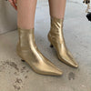 Fashion Women Sock Boots Pointed Toe Gold Silver Black Side Zipper Ankle Booties Thin Mid Heels Party Autumn Boots Woman 35-39