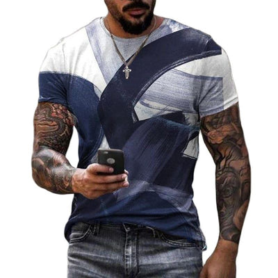 Casual Fashion 3D Printed Summer Short-sleeved Irregular Graffiti Men's T-shirts Round Neck Loose Tops Tees Men Clothing 6XL