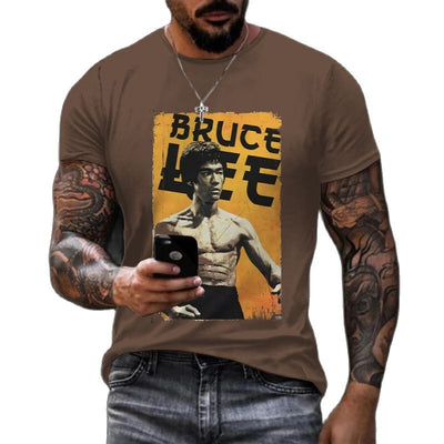 2023 New Kung Fu Star Print Tshirt  Trendy Bruce Lee 3d Print T-shirt Men's Retro Streetwear High Quality Short Sleeve T-shirt